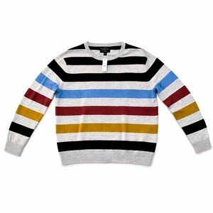 NWT J.Crew 100% Cashmere Striped Sweater Large Multicolor Crewneck